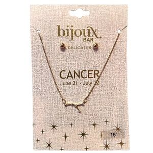 Bijoux Gold Cancer Zodiac Constellation Necklace and Earrings Set